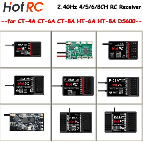 HOTRC 2,4 GHz Empfänger F-01A F-10AT F-06A F-06AT F-08A SBUS-A Mehrkanäle für CT-4A CT-6A CT-8A HT-8A DS600 RC Sender