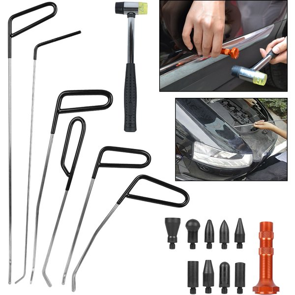 6-16pcs Car Dent Puller Rod Hook Hammer Door Dent Ding Hail Fix Removal Repair Tools Auto Maintenance Set Automotive Accessories