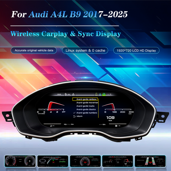 12,3'' Digitales Armaturenbrett für Audi A4L B9 Baujahre 2007-2025 MLB Plattform Virtuelles Instrumentenpanel Cockpit