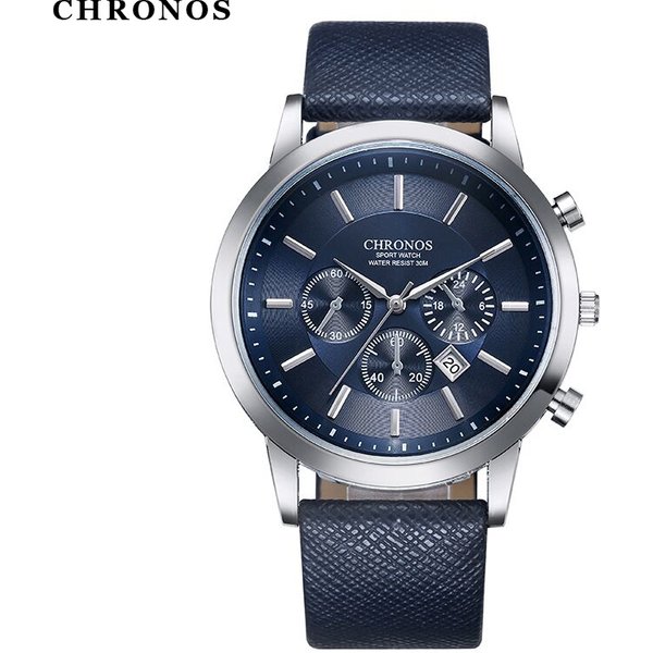 CHRONOS hommes montres mâle Sport affaires Quartz montre-bracelet robe en cuir horloge casual militaire montre Relogio Masculino