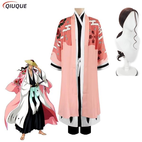 Kyoraku Shunsui Cosplay Bleach Thousand Year Blood War Arc Cosplay Costume Wig Men Party Role Playing Uniform Clothes Outfit