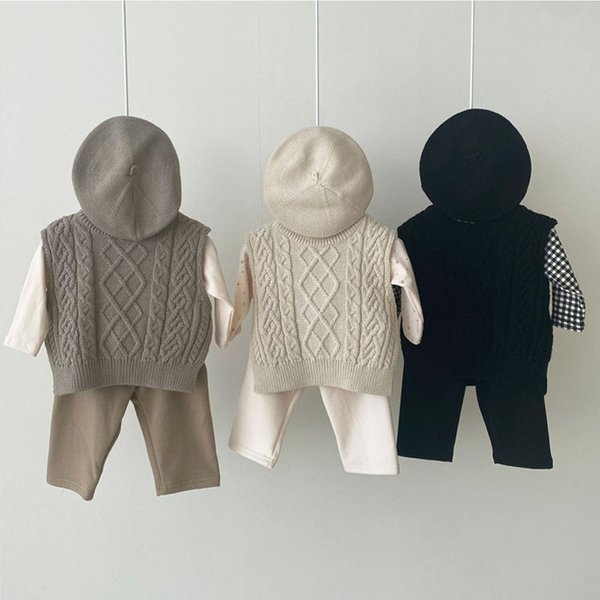 Bébé fille tricots sans manches chandails automne garçons coton gilet manteau solide hauts tricot gilet enfant en bas âge pull vêtements d'extérieur 0-3Y