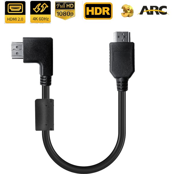 Angled HDMI Cable 4K 60Hz Short HDMI 2.0 Cable HDMI 2.0 Adapter Cable w/ 4K HDR HDMI Earc CEC for TV BOX PS5 Xbox HDTV