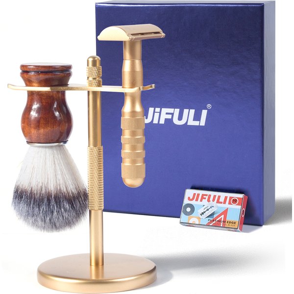 JiFULI – rasoir de sécurité classique Double tranchant pour hommes, porte-brosse de rasage manuel de haute qualité, lames de rasoir de beauté pour cheveux