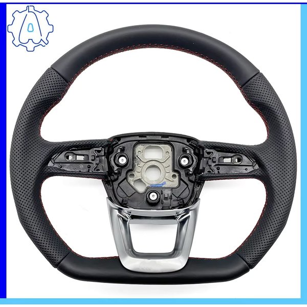 Volant sport à fond plat en cuir perforé avec surpiqûres rouges pour Audi Q5 FY Q7 4M Q8, accessoires de voiture