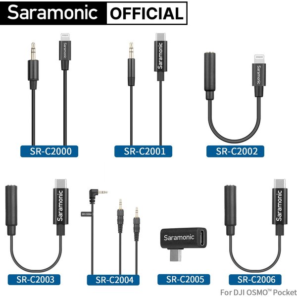 Saramonic SR-C2000 Professional Extension Microphone Audio Adapter Cable for Wireless Microphone iPhone Xiaomi DJI DSLR Cameras