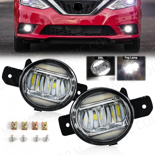 Lentille LED antibrouillard pour Nissan Almera Sylphy Versa Altima x-trail T32 Rogue Bluebird, phare de jour DRL blanc 12V, 2 en 1