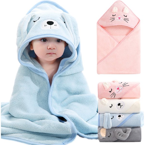 Serviettes de bain pour bébé, animaux de dessin animé, douces, à capuche, pour nouveau-né, couverture, peignoir pour tout-petits, lange d'emmaillotage chaud pour garçons et filles