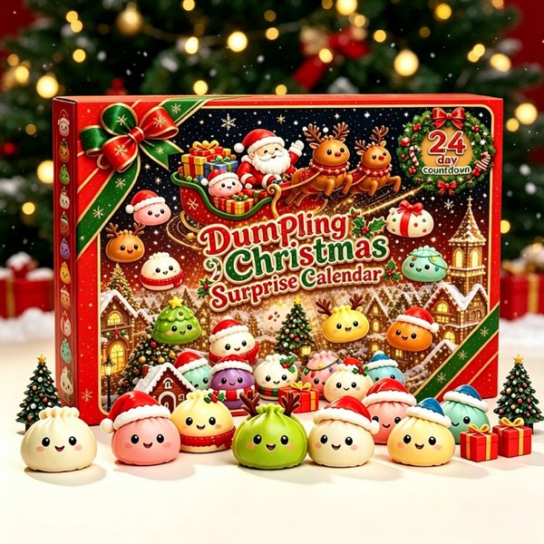 Weihnachts-Squishies Adventskalender 2026 24 Tage Countdown Dumpling Squishy Spielzeug Langsam Aufsteigend Quetsch-Fidget Sensorisches Deko-Geschenk