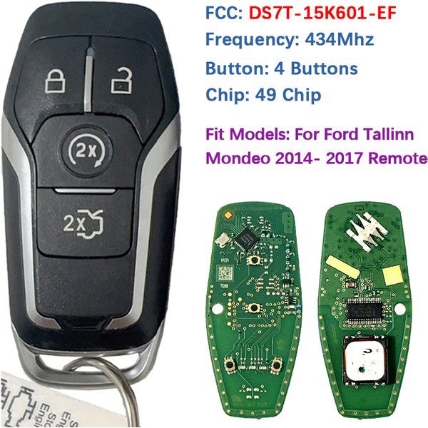 CN018054 clé intelligente originale à 4 boutons sans clé Go télécommande 49 puce 434MHz DS7T-15K601-EF pour Ford Tallinn Mondeo Mustang Edge 2014 +