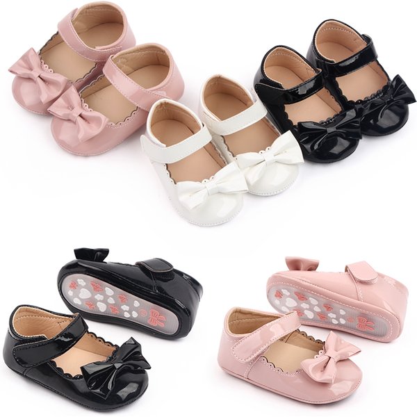 Chaussures pour bébé fille, joli Design avec nœud papillon, en PU souple et semelle TPR antidérapante, chaussures Mary Jane pour printemps et automne