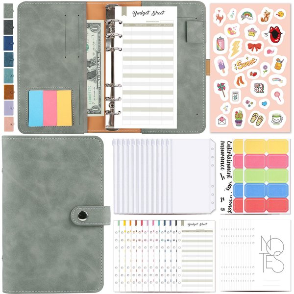 Money Budget Planner Binder With Zipper Envelopes, Cash Envelopes For Budgeting, Money Organizer For A6 Cash Budget Binder