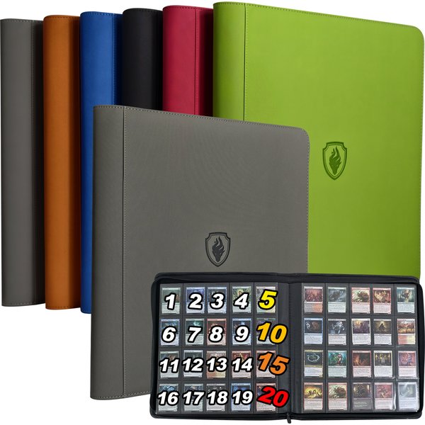 Album de cartes à collectionner avec 20 pochettes pour plus de 1280 cartes - Pages compatibles avec les cartes de jeu, les cartes sportives et autres cartes