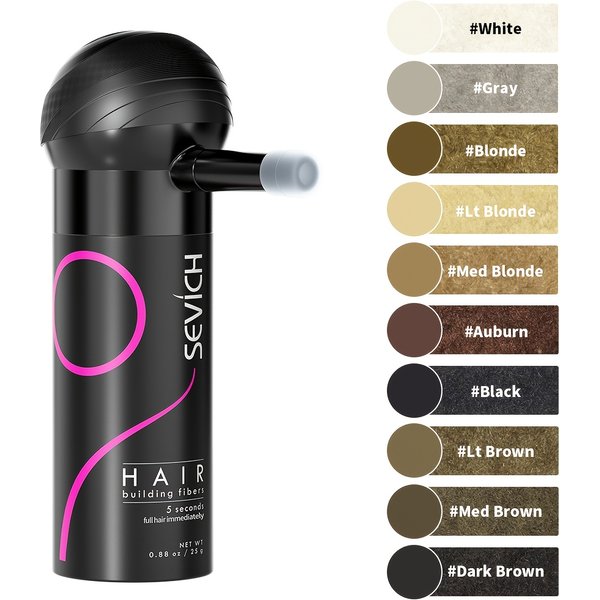 SEVICH Haarbaufaser-Set, deckt spärliches Haar oder Glatze ab, Haarausfall, Nachwachsbehandlung, Keratin, Haarfaser-Pulver-Applikator
