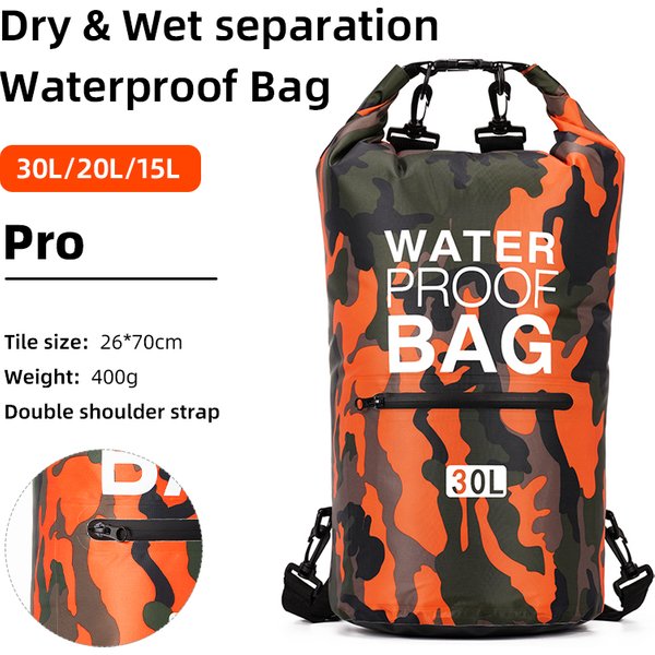 Sacs secs étanches 30L 15L, avec poche de séparation humide, sac à dos pour kayak, bateau, natation, Sports de plein air, XAZ9