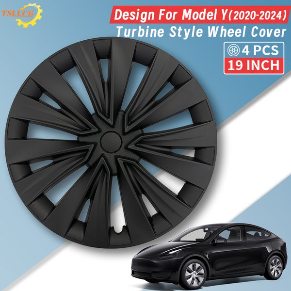 4er-Set 19-Zoll-Radkappen für Tesla Model Y 19" Gemini Light Wheels 2020-2024, 34. Turbine-Stil, Ersatz-Radkappen, Vollfelgen-Zubehör