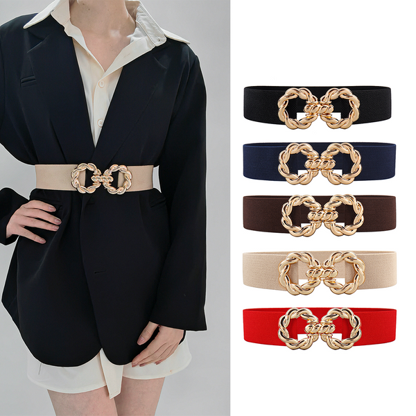 Ceinture de taille pour femmes, Corset large et élastique, marque de luxe de styliste, extensible, large, boucle en métal