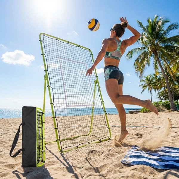 Volleyball-Rebounder-Trainingsnetz – 213x121 cm (7x4 ft) Tragbares Übungssystem für Aufschlag, Passen & Schlagtraining