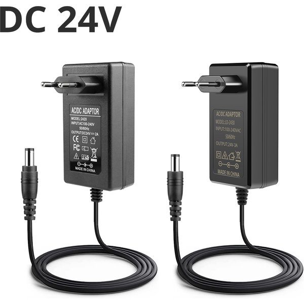 Schwarzes 24-V-DC-Netzteil, EU-US-Stecker, 2 A, 3 A, Beleuchtungstransformator für LED-Licht – Joy A R Y
