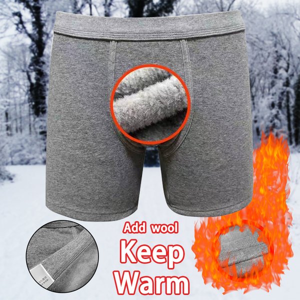Sous-vêtements thermiques longs en velours de coton pour hommes, boxers d'hiver, sports de plein air, optique d'échauffement, lingerie sexy, renflement, poudres de pénis, slips souriants