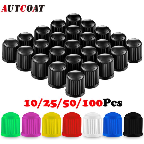 AUTCOAT Tire Stem Valve Caps, Plastic Valve Caps, Universal Stem Covers for Cars, SUVs, Bike and Bicycle, Trucks, Motorcycles