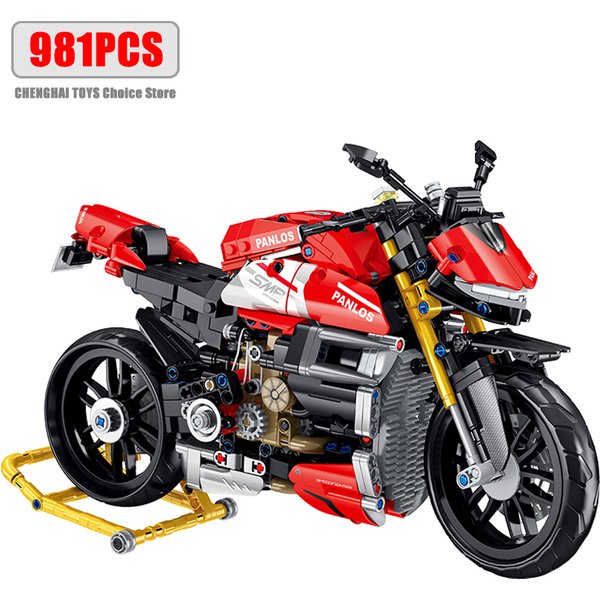 981Pcs City Technical Locomotive Motorcycle Building Blocks MOC Speed Supercar Motorbike Model Bricks Boy Toy for Childrens Gift