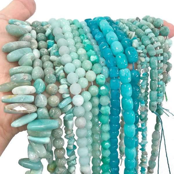 Pierre naturelle ronde à facettes de haute qualité, Amazonite irrégulière, perles d'espacement amples pour Bracelets et colliers, fabrication de bijoux à faire soi-même
