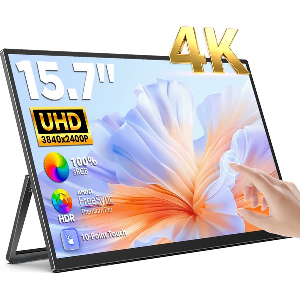 UPERFECT UColor J1 15.7"(Equivalent to 15.6 Inch) Écran Portable 4K Écran Tactile 10 Points USB‑C Affichage Externe pour Ordinateur Portable Téléphone Dessin Travail Voyage Loisirs Jeux Vidéo