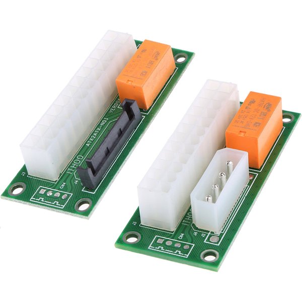 Câble d'extension de synchronisation d'alimentation double PSU ATX 24 broches vers Molex 4 broches / SATA pour machine de minage BTC Add2PSU