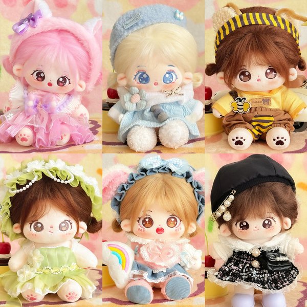 Poupée Idol mignonne de 20 cm avec vêtements, poupées en coton peluche kawaii, jouet en peluche, cadeau d'anniversaire DIY