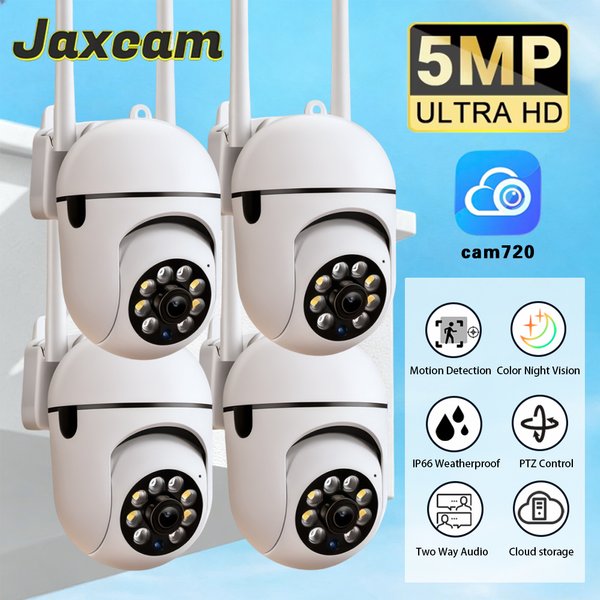 Caméra IP PTZ Cam720 APP 5MP, caméra de sécurité intelligente pour l'extérieur, surveillance domestique WIFI CCTV avec vision nocturne couleur, audio bidirectionnel sans fil HD