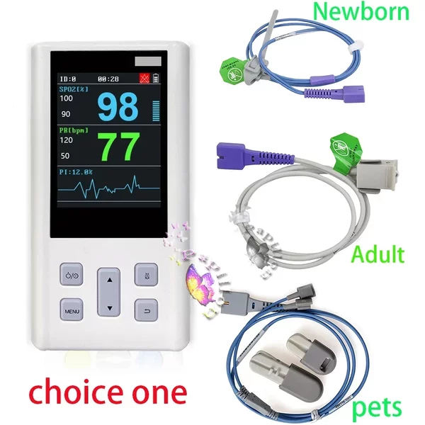 Oxymètre de pouls portable vétérinaire avec mémoire pour la surveillance des paramètres vitaux (SpO2, PR, PI, fréquence cardiaque) pour adultes, nouveau-nés, animaux de compagnie, hôpitaux, cliniques