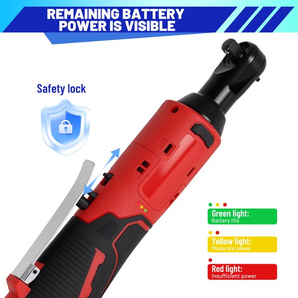 Degreat Elektrischer Ratschenschlüssel-Satz, 2400 U/min Akku-Ratschenschlüssel, 3/8" 12V Elektro-Ratschenschlüssel mit variabler Geschwindigkeit, LED-Licht, 7 Stecknüssen, Lithium-Ionen-Akku und