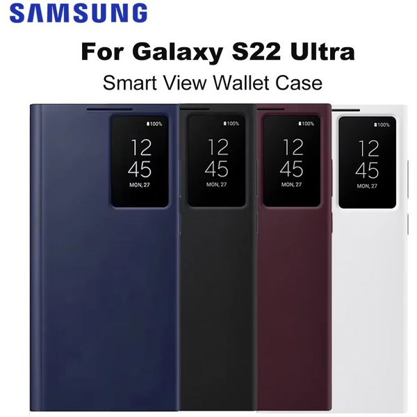 Oryginał dla Samsung Galaxy S22 Ultra Smart Clear View Cover Galaxy S22Ultra S-View Flip Smartphone Cover EF-ZS908