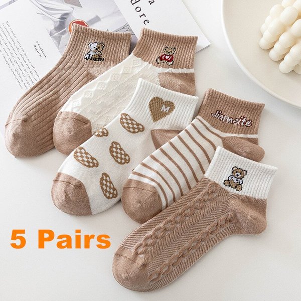 5 Paar Frauen elegante Socken Retro-Polyester Baumwolle Low Tube Mädchen atmungsaktive japanische Stil Freizeit strümpfe