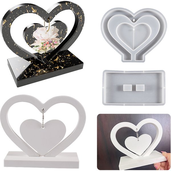 DIY Love Heart/Christmas tree shape Hanging Photo Frame Silicone Moulds Handmade Casting Molds Desk Office Decoration