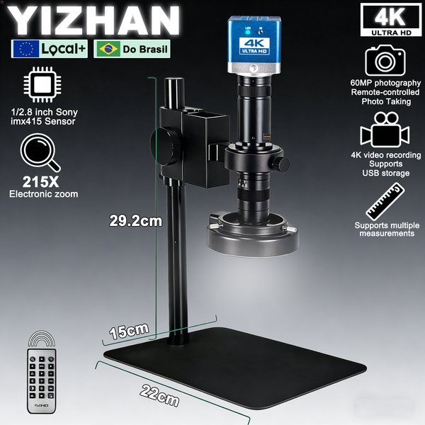 YIZHAN 4K mikroskope digital, Lupe Elektronik, imx415 Sensor CMOS-Kamera, 60MP Foto, 215-facher Zoom Messmikroskop, Für PCB, SMD, SMT, Metallverarbeitung, Schmuck, Edelsteine und Tiermedizin
