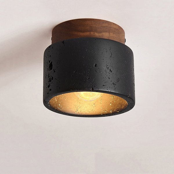 Włoska czarna trawertynowa lampa sufitowa przedpokój balkon sypialnia salon restauracja hotel kamień wystrój typu Downlight