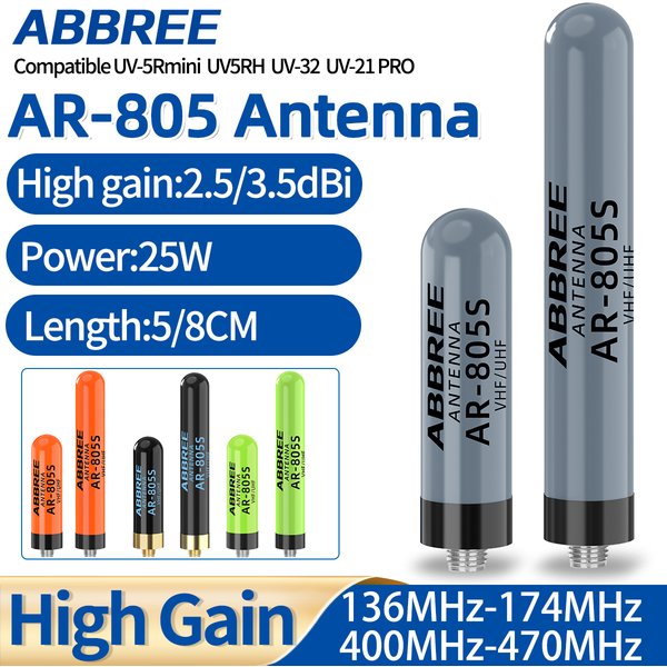 ABBREE AR-805S Mini Antena do Walkie Talkie SMA-Female UHF VHF do Baofeng UV-5R mini UV-21 PRO UV-32 Quansheng UV-K5 8 Radioamatorskie