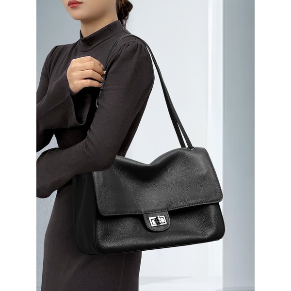 Sac à main bandoulière en cuir de vachette de première couche pour femme 2026, sac à main à porter à l'épaule ou en bandoulière pour le quotidien, sac à rabat tendance