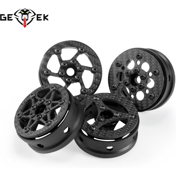 Jante de roues en Fiber de carbone de 1.9 pouces, 4 pièces, pour voiture 1/10 RC chenille Capra SCX10 RR10 TF2 élément Enduro Gmade R1, plate-forme de tricheur 1.9S DIY