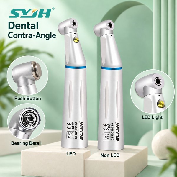 SYJH Dental LED Light Low Speed Handpiece 1:1 Ratio Contra Angle Straight E-generator Inner Water Spray Handpiece Dentist Tools