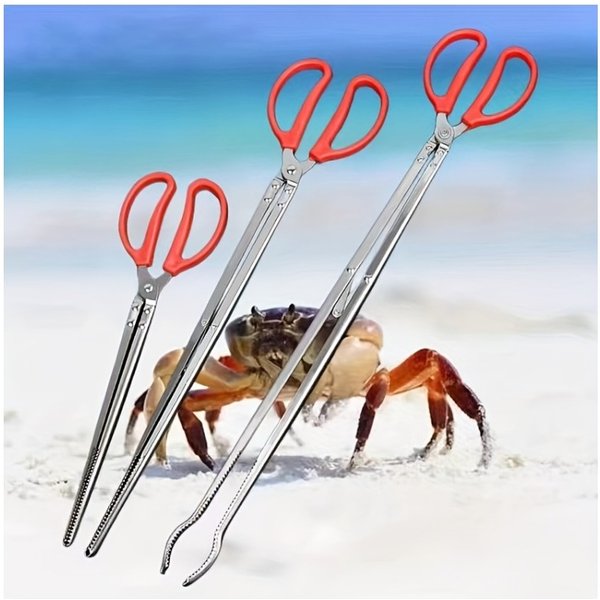 1pc Stainless Steel Multifunctional Crab and Lobster Clip with Non-Slip Reinforced Grip for Kitchen Cooking and Barbecue