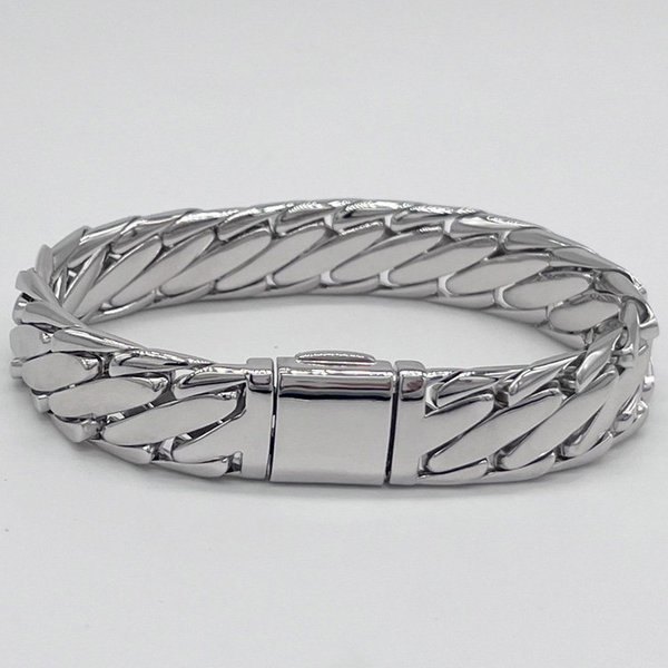 OUYADI Bracelet Tendance pour Homme en Argent Sterling 925, Motif Entrelacé Épais, Fermoir Sécurisé, Surface Brillante, Bijou de Main, Cadeau