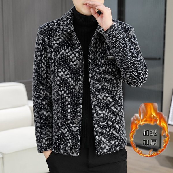 Vestes en laine décontractées pour hommes, pardessus d'optique en velours, manteau court, version coréenne, vêtements pour hommes, nouveau, automne, hiver