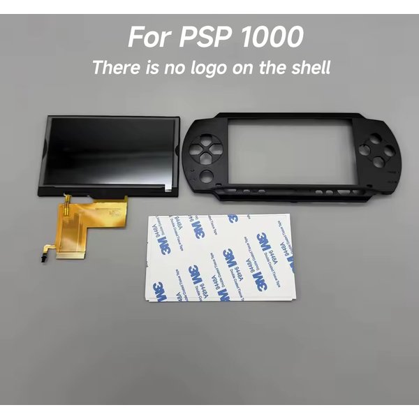 W pełni laminowany ekran IPS LCD do Sony PSP1000 PSP 1000. Z dostosowaną do potrzeb wymienną górną obudową. Na obudowie nie ma logo.