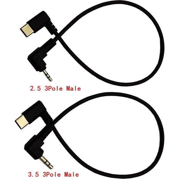 Câble Audio vers USB C 3.5mm et 2.5mm, angle de 90 degrés, USB type-c à 2.5 3.5mm, coude mâle AUX, câble Jack pour casque 30cm 1FT