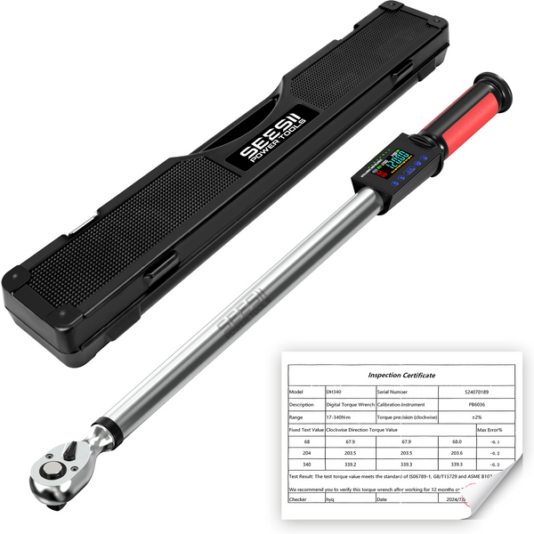 SEESII Digitaler Drehmomentschlüssel 1/2" Antrieb 12,5-250,8 ft-lbs/17-340 N.m mit Summer, 2% Drehmomentgenauigkeit, Elektrischer Drehmomentschlüssel mit 3 einstellbaren Modi für die Fahrzeugpflege