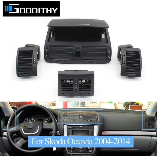 Vordere und hintere Armaturenbrett-Lüftungsgitter-Baugruppe für Skoda Octavia 2 A5 MK2 RS 2004-2014 1Z0820951B 1ZD819203