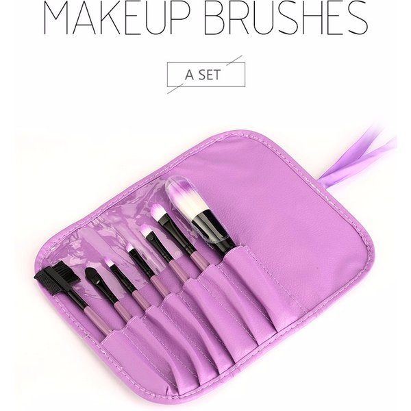 Professional 7 Pcs Makeup Brushes Set Tools Make-up Toiletry Kit Make Up Brush Set Case Cosmetic Foundation Brush with Case